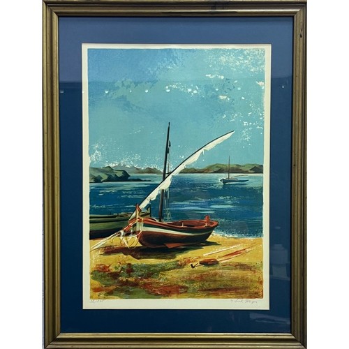 Boat On Shore Lithograph by Eduardo Vial-Hugas signed and numbered - Bild 1 von 7