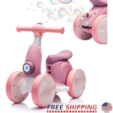 6V Electric Baby Balance Bike W/ Bubble Machine Toddler Ride On Toy Music LED US
