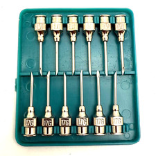 Stainless Steel Sterile Needle 17G X 3/4" Set 12 Pcs Vet Luer-Lock Vaccinator