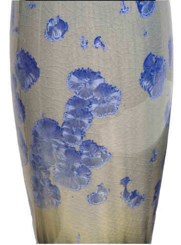 Tall Signed Bill Campbell Gray & Blue Crystalline Pottery Vase 15.5" x 4" - Picture 23 of 24