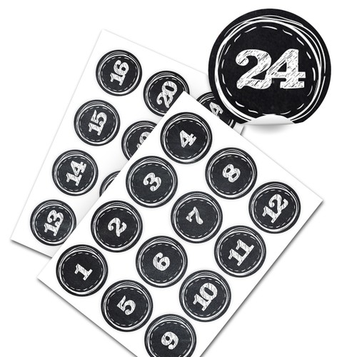 Calendario de Adviento Set Esquisto Redondo Con Bolsas Papel Y Pinza Madera Y067 - Imagen 2 de 7