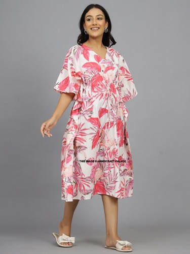 Indian Short Cotton Hippie Women Nightwear Caftan Dress Evening Gown Beachwear - Picture 18 of 93