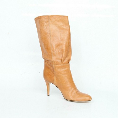 Gigi Favela Tostado Grano Completo Cuero Tacón de Aguja Moda Botas Mujer 38 EE. UU. 7.5 - Imagen 4 de 12