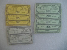 10-Vintage NDC National Dividend Check, 1968, UNKNOWN VENDOR,1/2&5