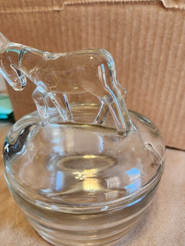 Donkey Lidded Jeanette Glass Clear Powder Jar MULE - Picture 4 of 6