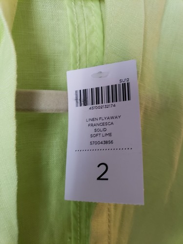 Chicos Linen Flyaway Francesca Jacket Blazer Sz 2 / M / 12 Soft Lime Womens NWT - Picture 3 of 10