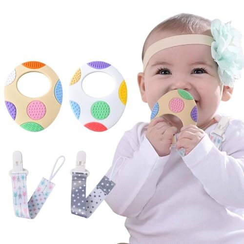 2 Packs Baby Teething Toy Silicone Teething Mitten For Babies Over 3 Months Anti - Picture 1 of 9