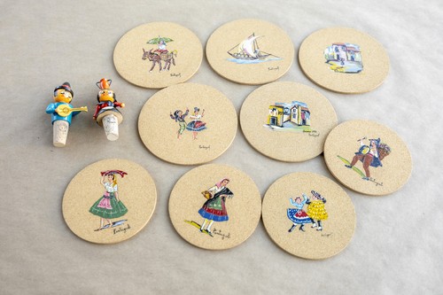 Vintage Cork Bottle Stoppers (2) and Round Placemats (9) Made in Portugal - Picture 2 of 5