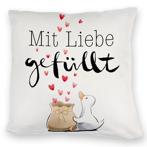 Ente Kissen mit Spruch Mit Liebe gefüllt - Bild 19 von 40
