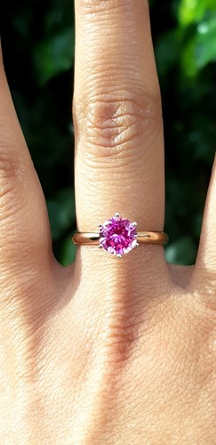 0.60ct Natural Pink Sapphire Solitaire 14K Solid Yellow Gold Ring Engagement - Picture 9 of 9