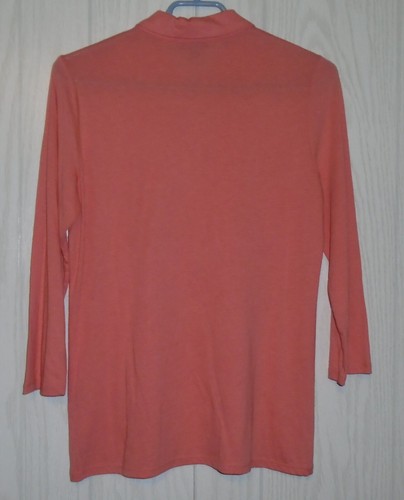 Blusa Top Talbots Manga 3/4 Para Mujer Talla S Botón Albaricoque, Escote con Volantes - Imagen 7 de 8