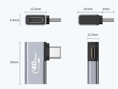 Adaptador en ángulo Wonderwires 8K USB C macho a hembra carga de datos OTG USB 4.0 - Imagen 9 de 11