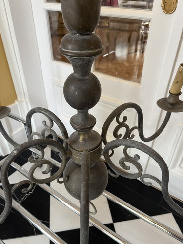 Großer antiker flämischer Messingkronleuchter 6 Arm H105 cm W72 cm - Bild 6 von 9