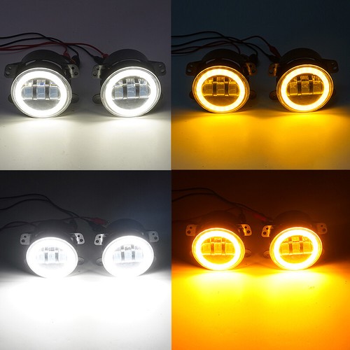 4" Round LED Fog Light Halo Driving Lamp Assembly Fit For Jeep Wrangler JK TJ LJ - Picture 4 of 19