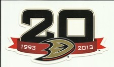 Anaheim Ducks NHL Hockey 20th Anniversary 5 x 3 Sticker 1993-2013