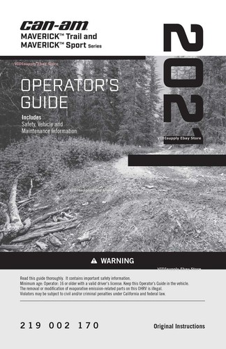 Can-Am 2021 Maverick Trail Maverick Sport 800 1000 1000R Owners Manual PAPERBACK - Picture 2 of 8