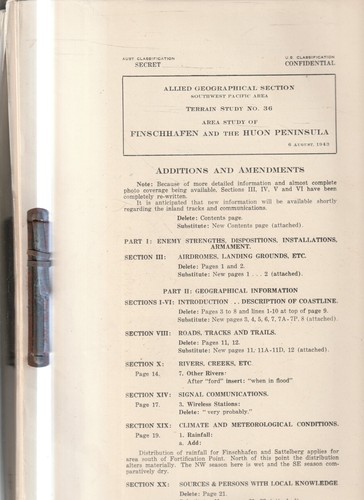MAPAS SECRETOS DE INTELIGENCIA, INFORMES, FINSCHHAFEN Y PENÍNSULA HUON 25 DE NOVIEMBRE 1943 - Imagen 5 de 7