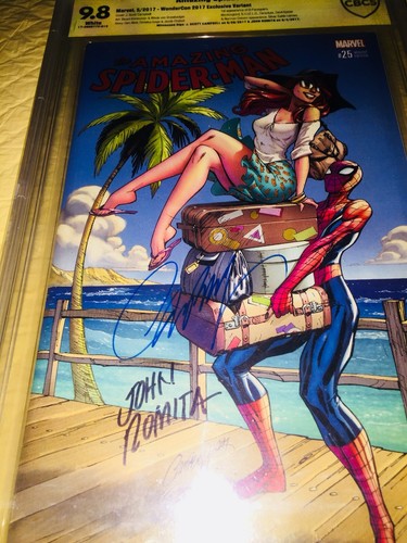 INCREÍBLE SPIDER-MAN #25 FIRMADO POR JOHN ROMITA SR & J.SCOTT CAMPBELL CBCS 9.8 SS - Imagen 6 de 12
