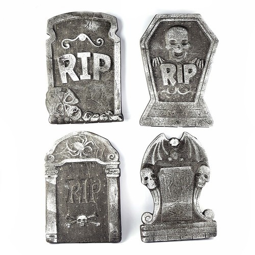 4 x Grabsteine, Grabstein, Halloween-Dekoration, Friedhof, Styropor-Requisite