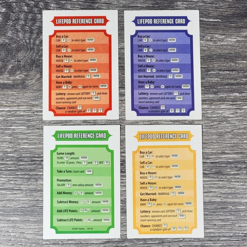 Game of Life Twist and Turns 4 Lifepod Reference Cards 2007 Replacement Pieces - Picture 4 of 6