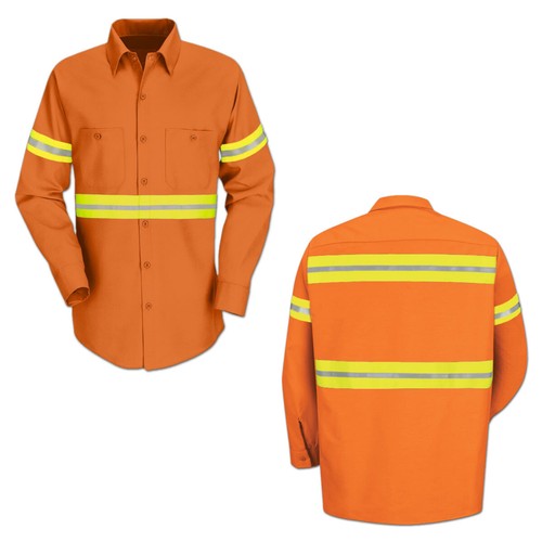 Red Kap Enhanced Visibility Hi Vis Reflective Work Towing Uniform Shirts LS - Picture 43 of 60