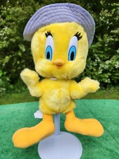 Vintage 1998 Tweety Bird Looney Tunes Denim Fishing Sun Bucket Hat Plush Toy
