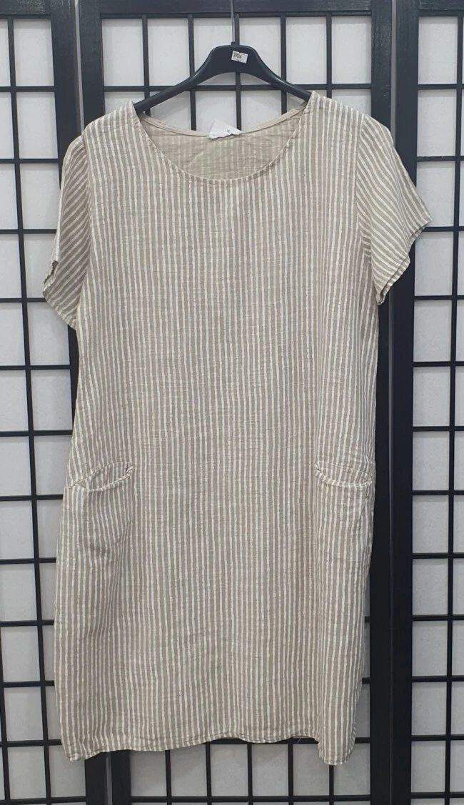 Robe rayée femme Lagenlook 100 % coton taille unique : régulière : 12 16