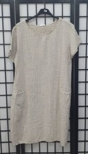 Ladies Womens Lagenlook 100% Cotton Stripy Dress One size:Regular: 12-16