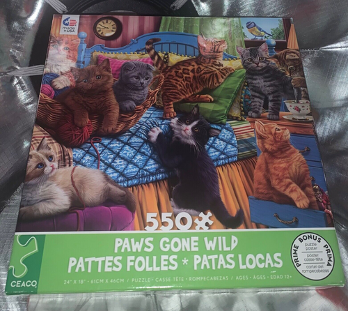 ๐ Paws Gone Wild - 500 piece Jigsaw Puzzle Poster - Cute Kittens Cats Ceaco