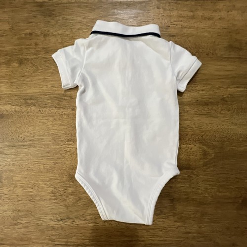 Jacadi Body Baby Junge 0-6 Monate weiß/blau Logo Paris Kragen Kurzarm - Bild 3 von 5