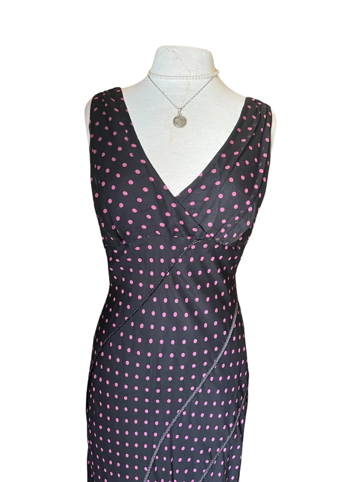 Vestido de fada escuro vintage 100% seda anos 90 assinatura por Robbie Bee bainha assimétrica  - Imagem 2 de 4