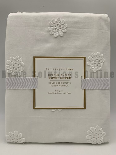 Pottery Barn Teen Helena Flower Eyelet Cotton Duvet White Full Queen #F56B - 第 1/3 張圖片