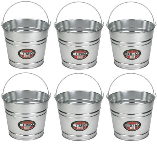 (6) Behrens 1214GS 14 Quart Galvanized Sheet Steel Water Pail Bucket w Handle - Bild 1 von 11