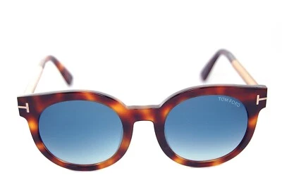 Tom Ford Janina TF435 52P Damen Rund Cat Eye Sonnenbrille Braunes Tortois Blaues - Bild 1 von 4