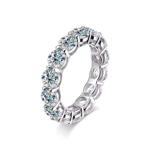 5mm Real D Color Round Moissanite Eternity Band Wedding Ring 925 Sterling Silver - Picture 18 of 29