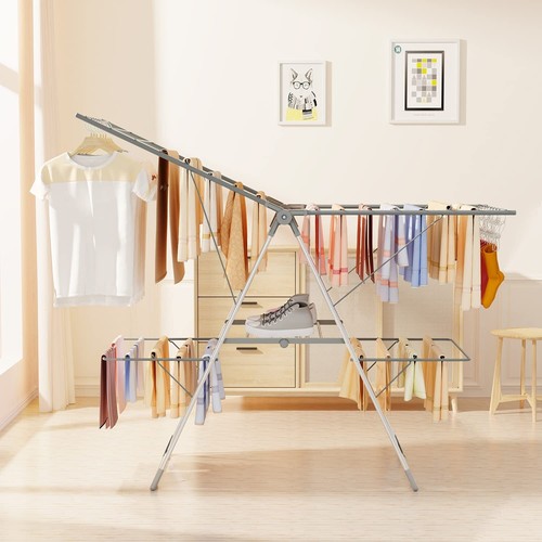 Bigzzia Clothes Drying Rack Foldable, 2-Level Large Laundry Drying Rack Colla... - Picture 9 of 9