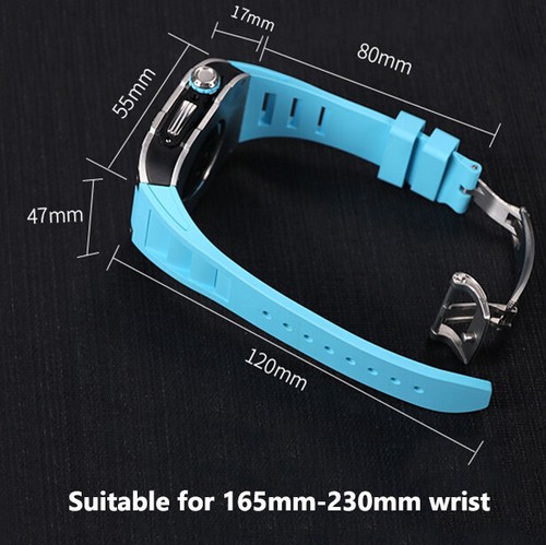 Stainless Steel Case Fluororubber Band Set For Apple Watch Series 9 8 7 44 45MM - Picture 6 of 79