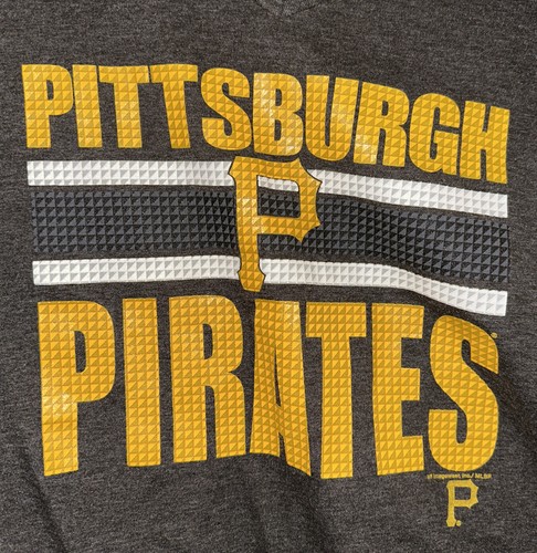 MLB Genuine Merchandise Women’s V-neck Pittsburgh Pirates Tee Gray/Gold Sz L HTF - Bild 2 von 3