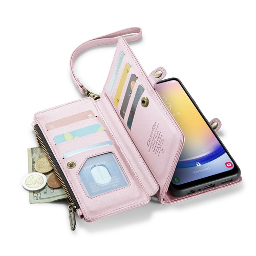 For Samsung Galaxy A15/25 Zipper Women PU Leather Crossbody Card Wallet Cover - Picture 31 of 54
