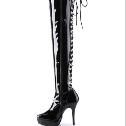 Devious Latex thigh-high high heel boots - Picture 2 of 4