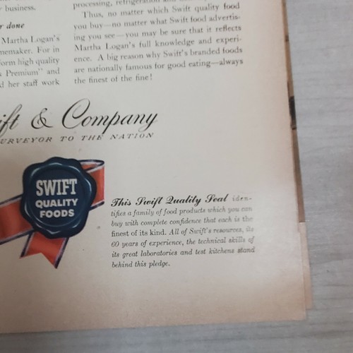 1947 Print Ad 2Page Swift Meat Co Ham Bacon Sausage Martha Logan Advertising - Picture 3 of 12