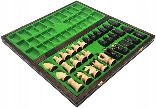 Hermoso Juego de Ajedrez Madera Plegable Artesanal 17" (44 cm) DECO Idea de Regalo - Imagen 2 de 3