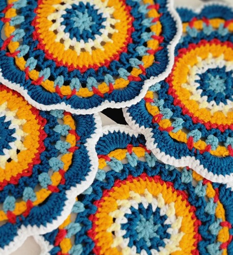 Set of 6 Handmade Crochet Coasters Doilies, Mandala Mug Rug, Colorful Doilies - Picture 20 of 26