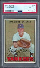 1967 TOPPS #375 JAKE GIBBS N.Y. Yankees sharp/CENTERED Clean New Laabel PSA 8