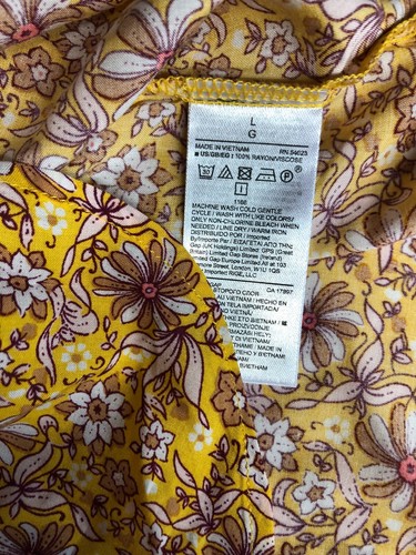 Neu mit Etikett GAP Damen-Tanktop Größe Large Rüschen leicht gelb bedruckt ärmellos - Bild 5 von 5