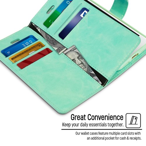 iPhone 7 8 Plus SE 6 6s Flip Wallet Case Card Holder Leather Soft Cover - Picture 22 of 43