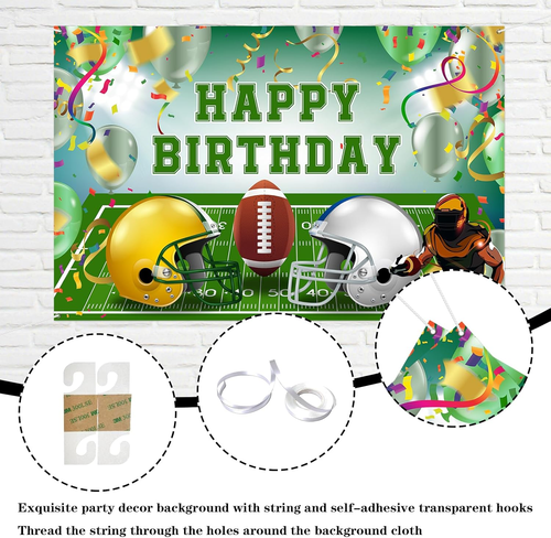 American Football Birthday Backdrop Boys Kids Men Birthday Photography Backgroun - Picture 3 of 7