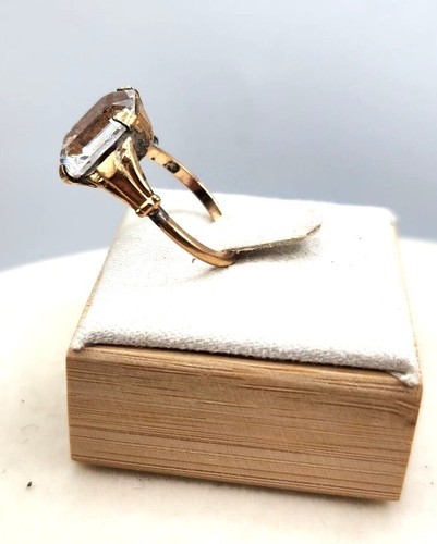 1/20 10KT GF Ring With Square Tinted Blue Faceted Stone -8 - Picture 4 of 6