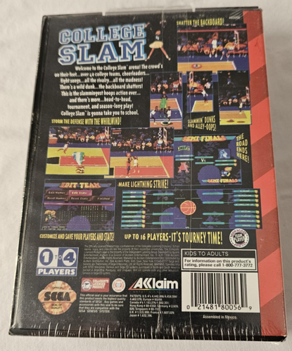 College Slam (Sega Genesis, 1996) Factory Sealed New - Picture 3 of 3