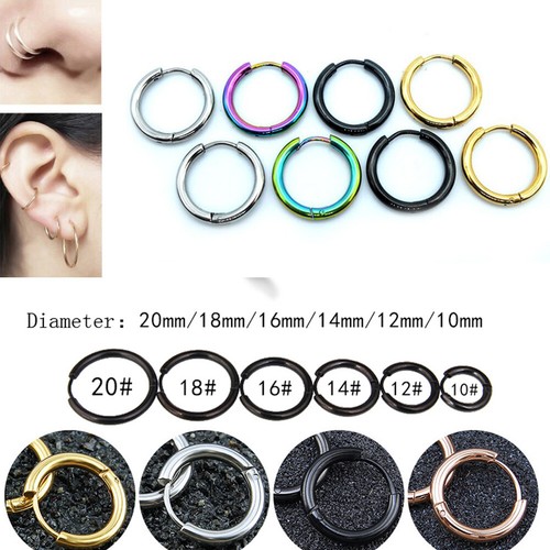 1Pair Stainless Steel Hoop Earrings for Men Women Cartilage Nose Ring Piercing